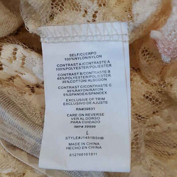 Jolt Sheer Lace Cream Long Sleeve Blouse Patchwork Sz L - Picture 7 of 7